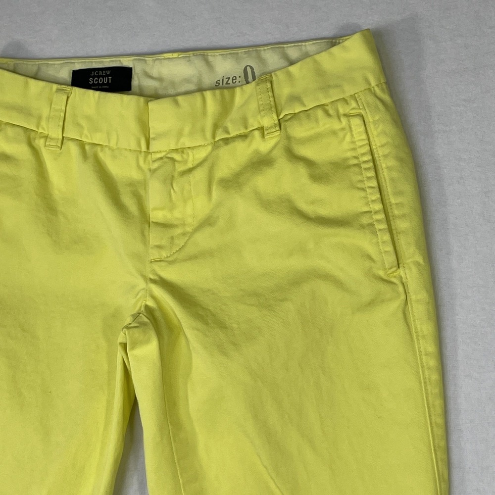 J.Crew Women's Size 0 Scout Chino Pants Yellow 100% Cotton Cropped (29x25) - Picture 2 of 10